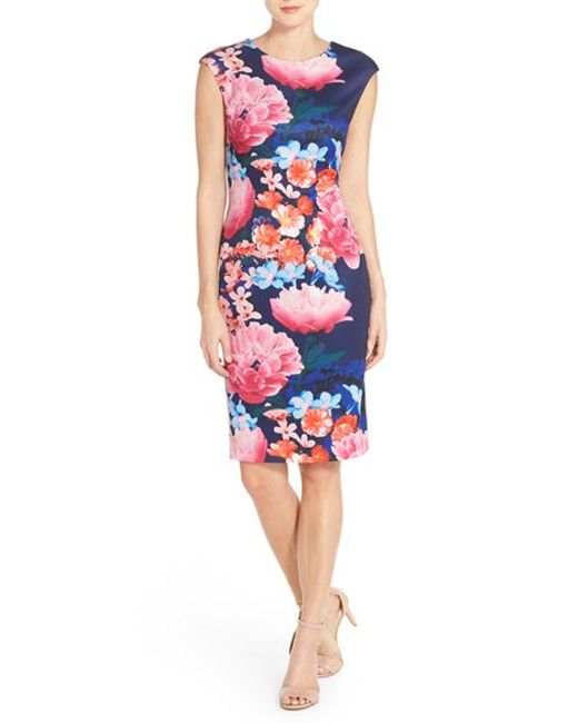 print scuba bodycon dress vince camuto